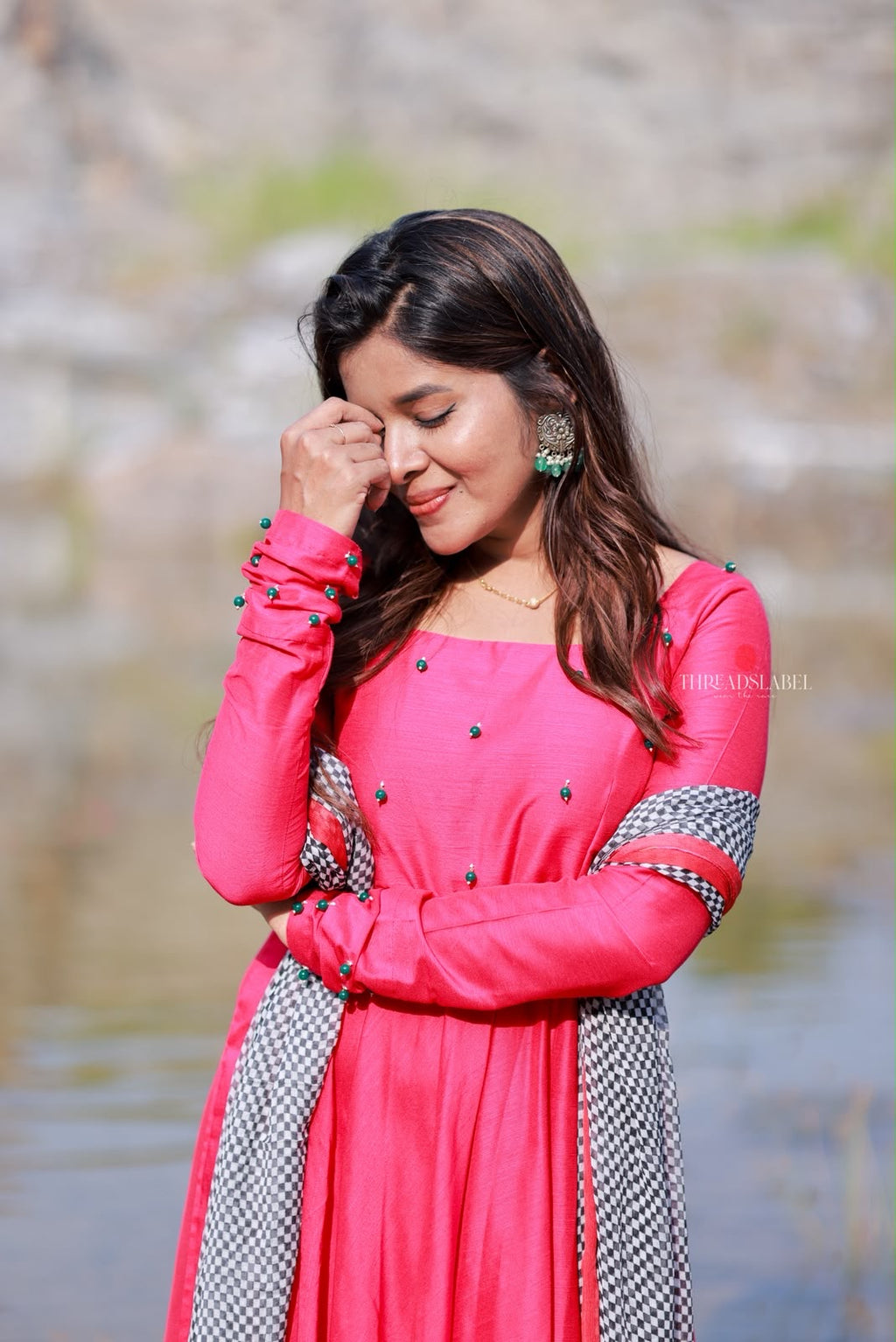 Pink silk embroidery salwar set
