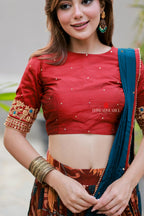 Maroon kalamkari handwork lehenga