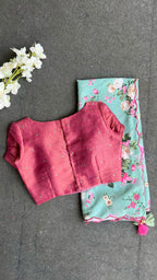 Pink tissue floral embroidery blouse (only blouse)