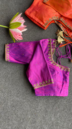 Magenta silk heavy hand worked blouse