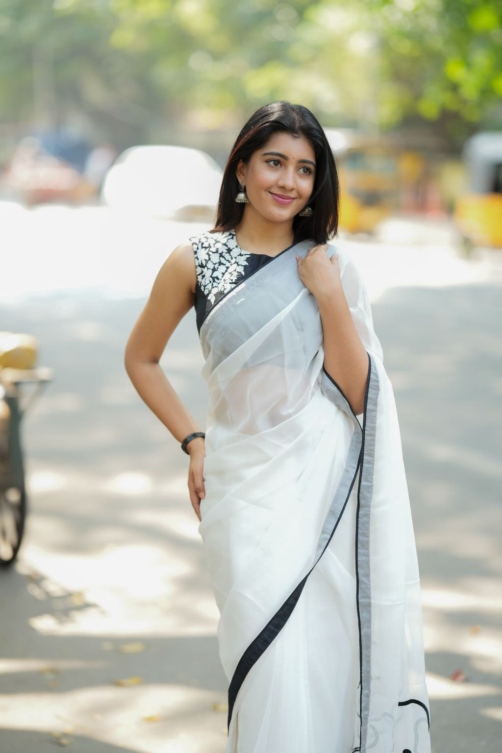 Black silk heavy embroidery blouse