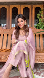 Pink tissue embroidery salwar