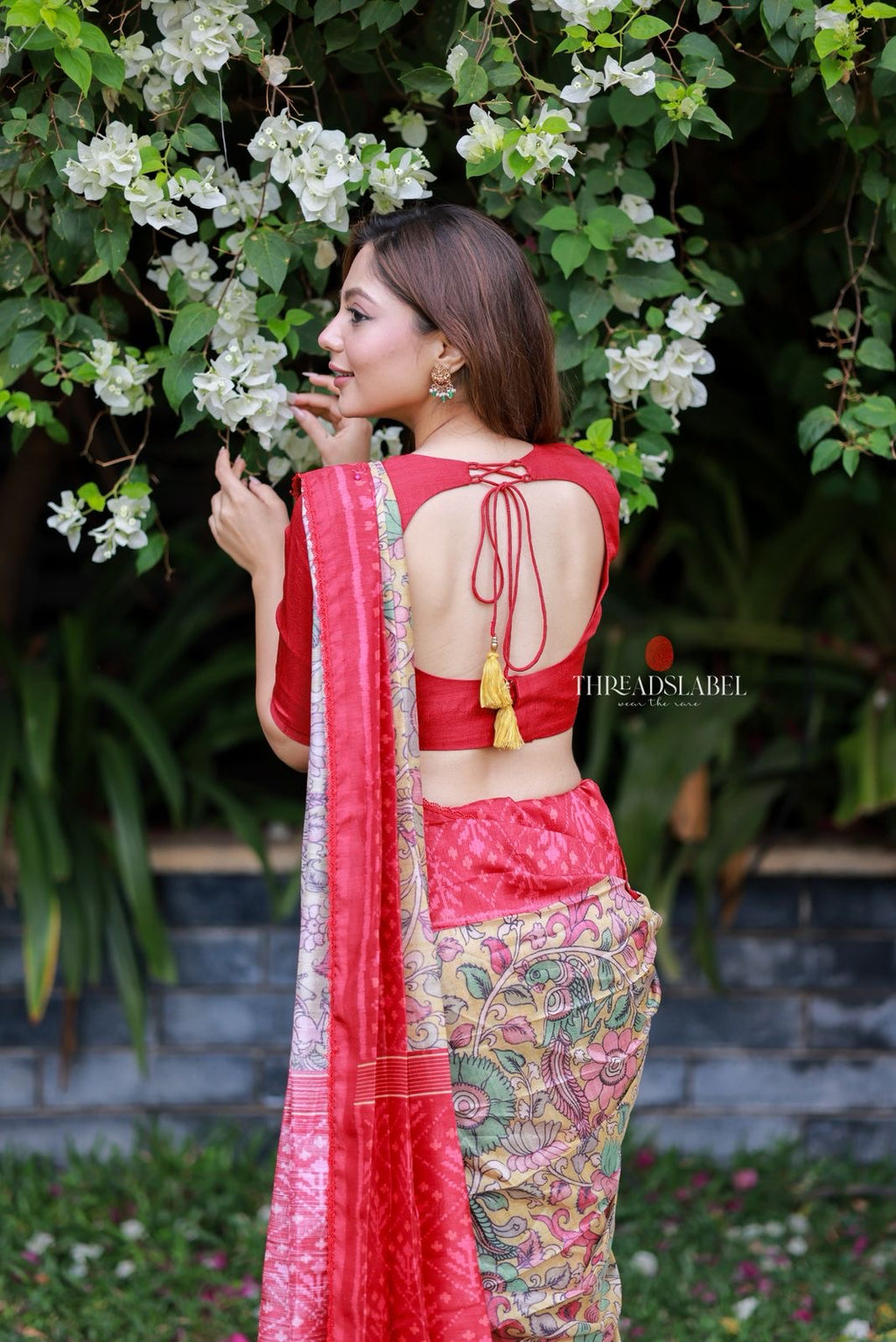 Fenu red kalamkari silk saree (only saree)