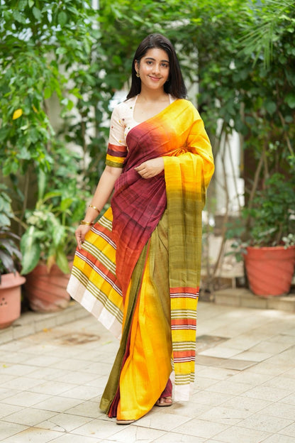 Multi pure tussar silk saree
