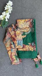 Brown kota kalamkari hand work blouse