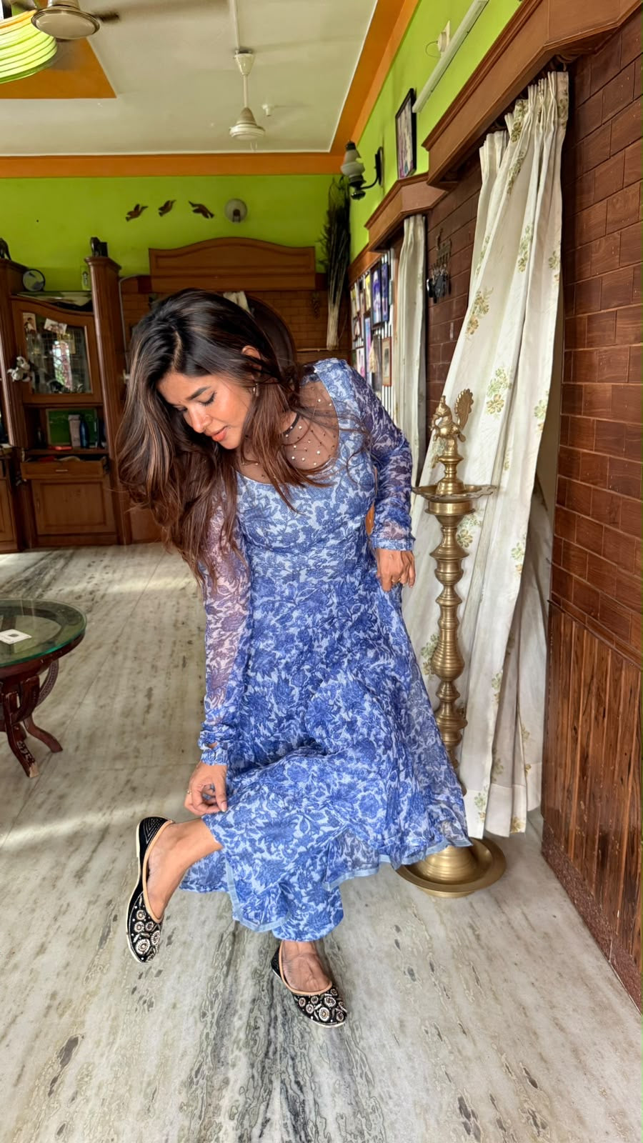Blue handblock print kurtis