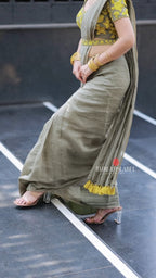 Apple green mul chanderi with embroidery blouse