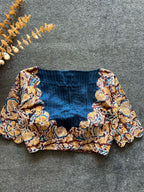 Maroon & cream floral printed cotton blouse