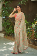 Red silk mirror hand work blouse (only blouse)