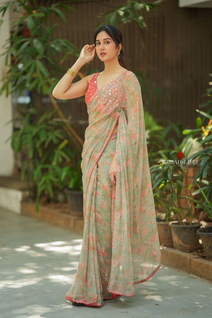Red silk mirror hand work blouse (only blouse)
