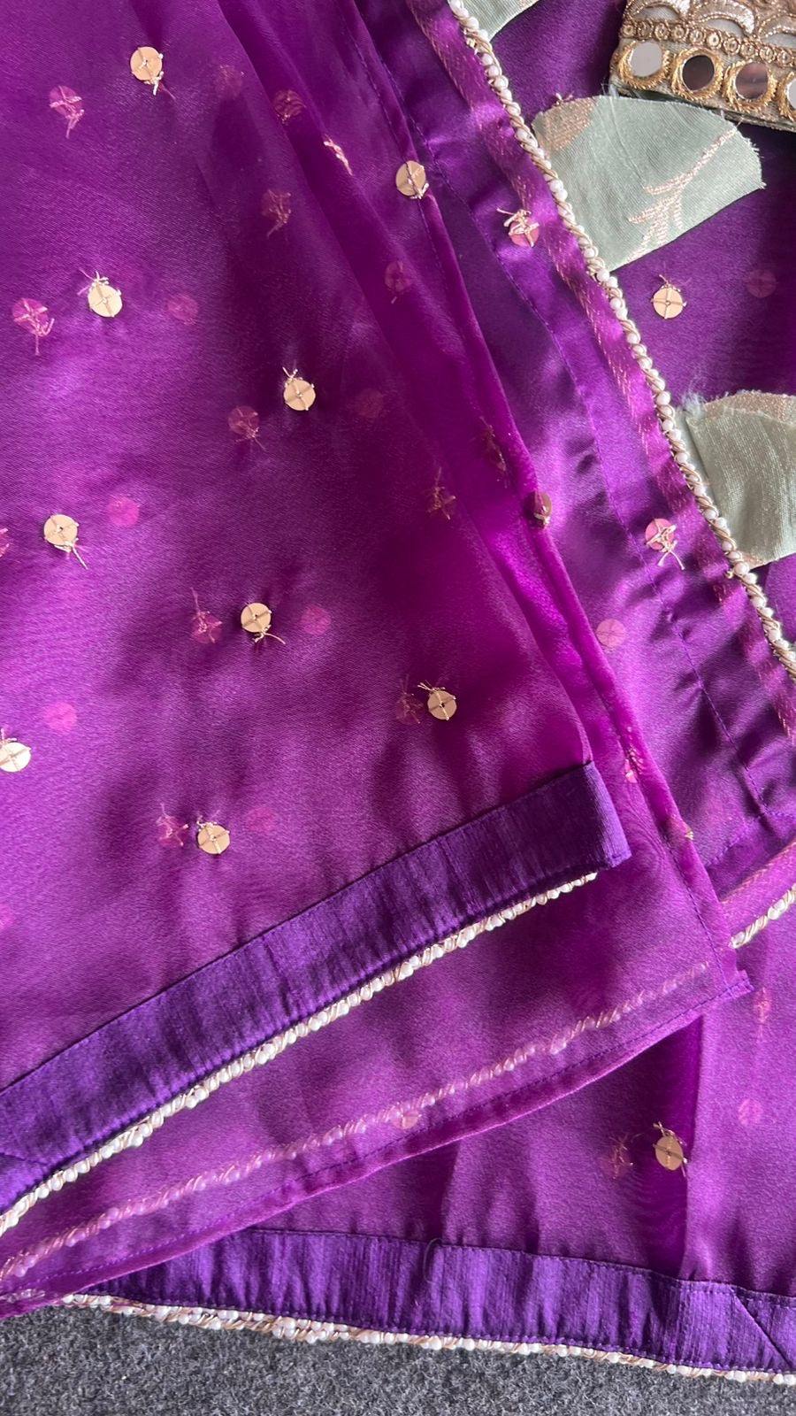 Pista green tissue banarasi mirror blouse (only blouse)
