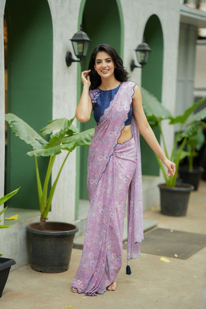 Midnight blue floral hand work blouse (only blouse)