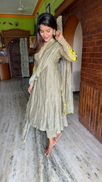 Apple green mul chanderi embroidery salwar