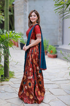 Maroon kalamkari handwork lehenga