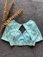 Blue ikkat printed cotton blouse
