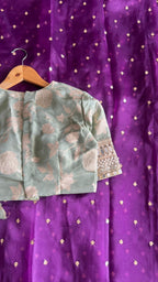 Pista green tissue banarasi mirror blouse (only blouse)