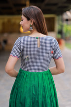 Grey green anarkali kurti set