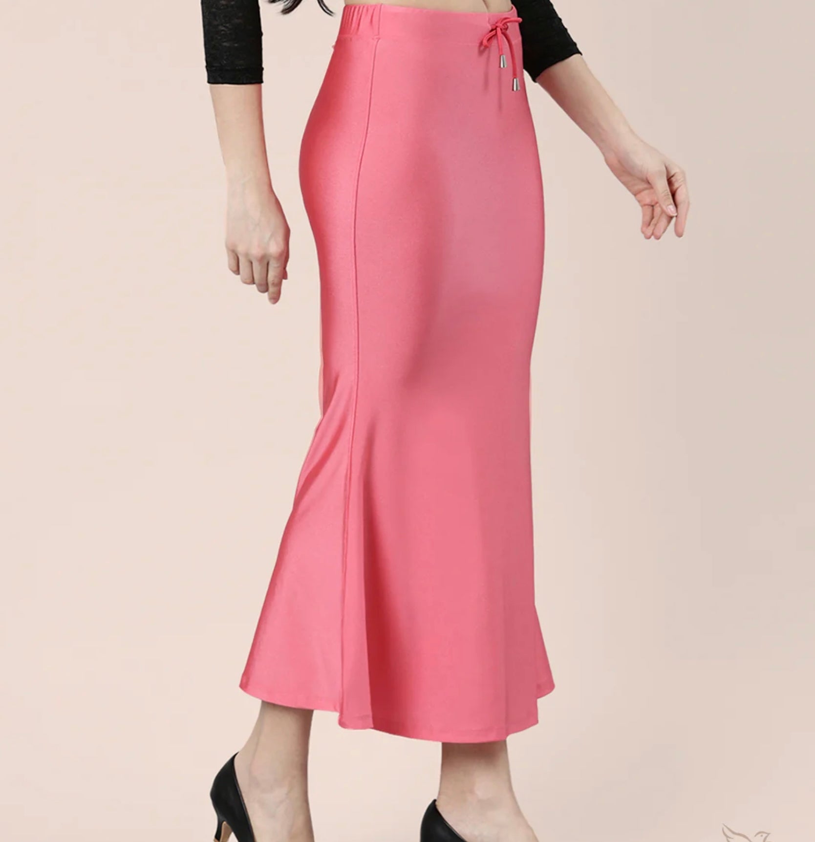 Water melon Shimmer/satin women saree shape wear