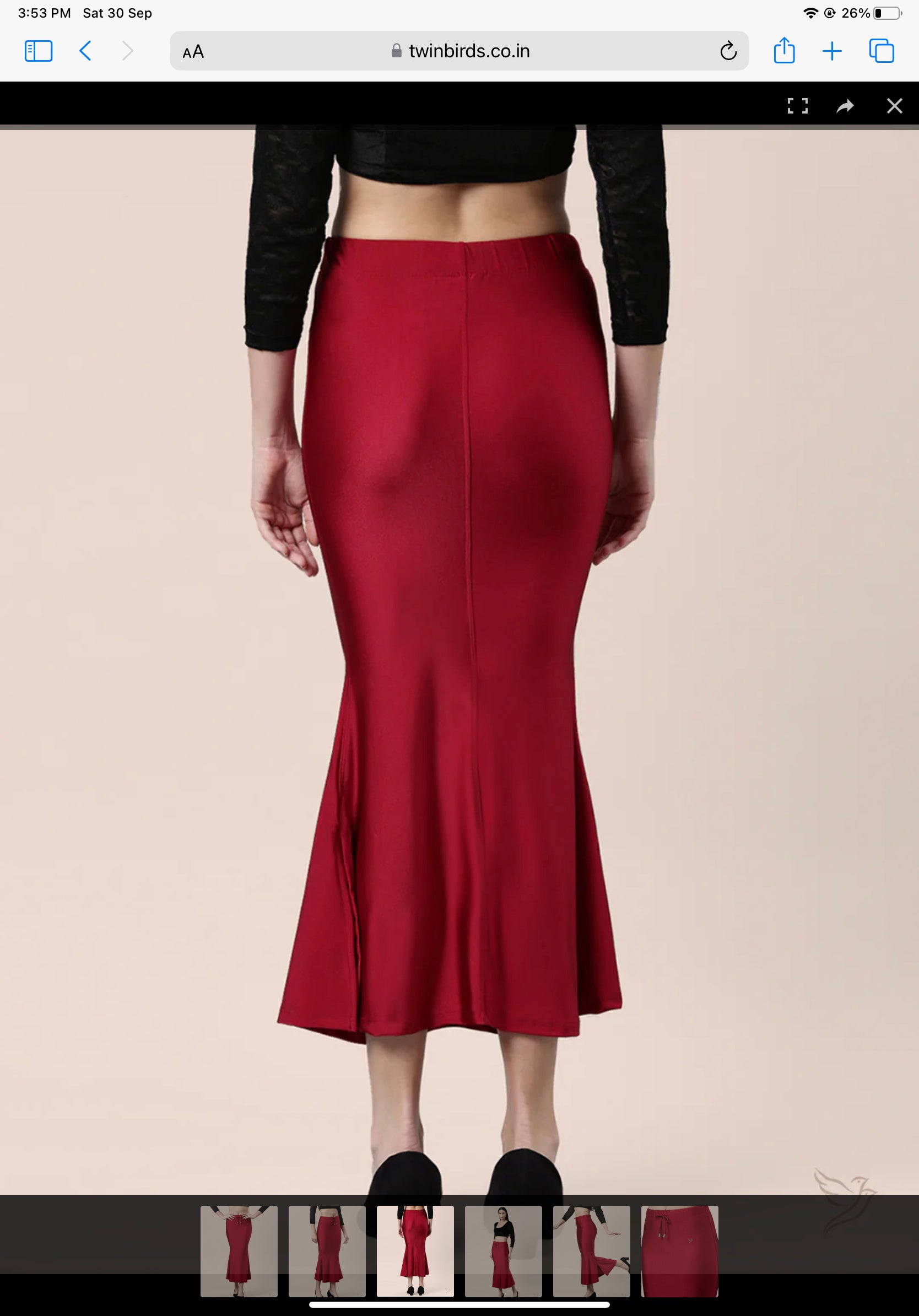 Red velvet Shimmer/satin women saree shape wear