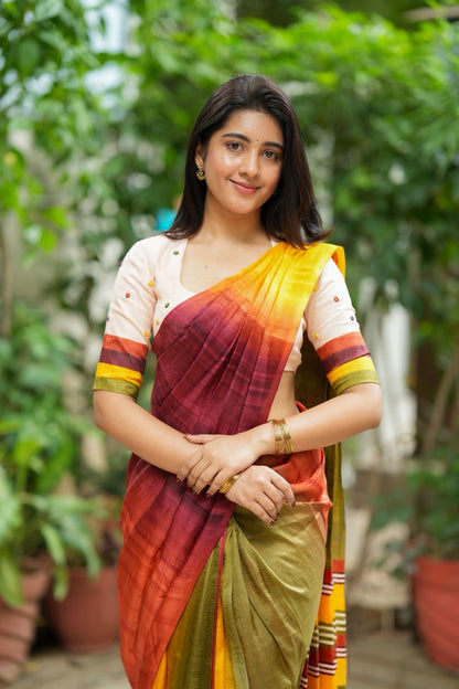 Multi pure tussar silk saree