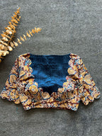 Maroon & cream floral printed cotton blouse