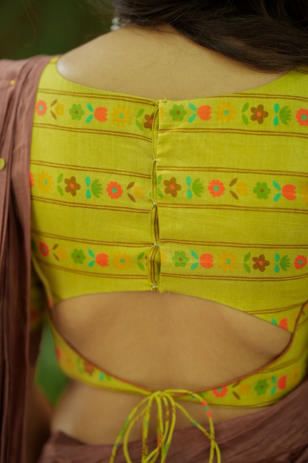 Lime yellow floral print blouse (Only blouse)