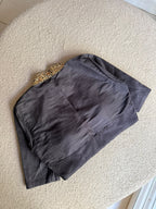 Black silk collar hand work blouse