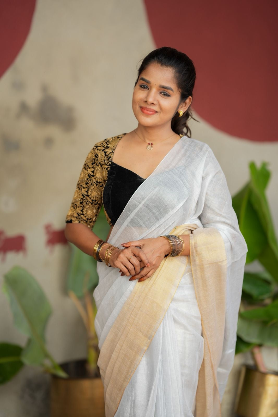White soft tissue saree with heavy embroidery blouse