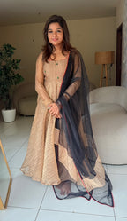 Gold tissue embroidery salwar set