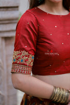 Maroon kalamkari handwork lehenga
