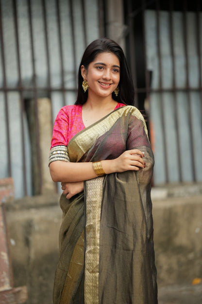 Pink ikkat hand work blouse (only blouse)