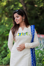 White cotton embroidery kurti