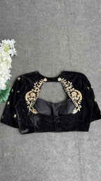 Black velvet heavy hand work blouse