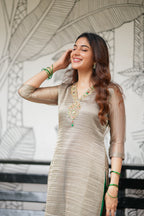 Silver tissue JEWEL NECK kurti