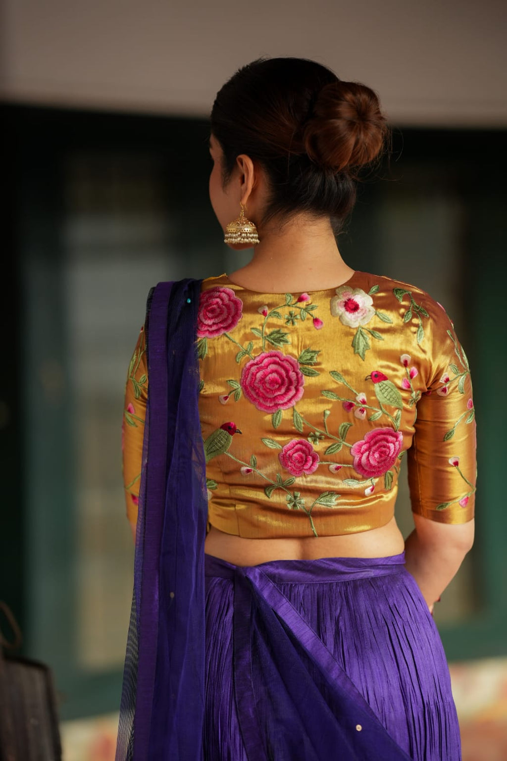 Purple gold embroidery lehenga