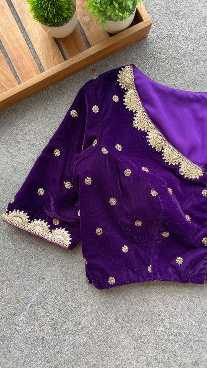 Purple velvet handwork blouse