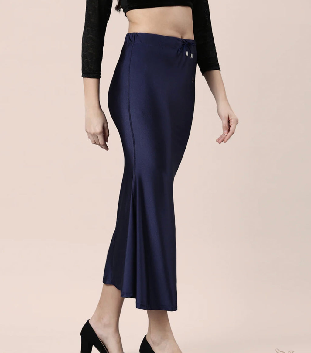 Navy gloss Shimmer/satin women saree shape wear