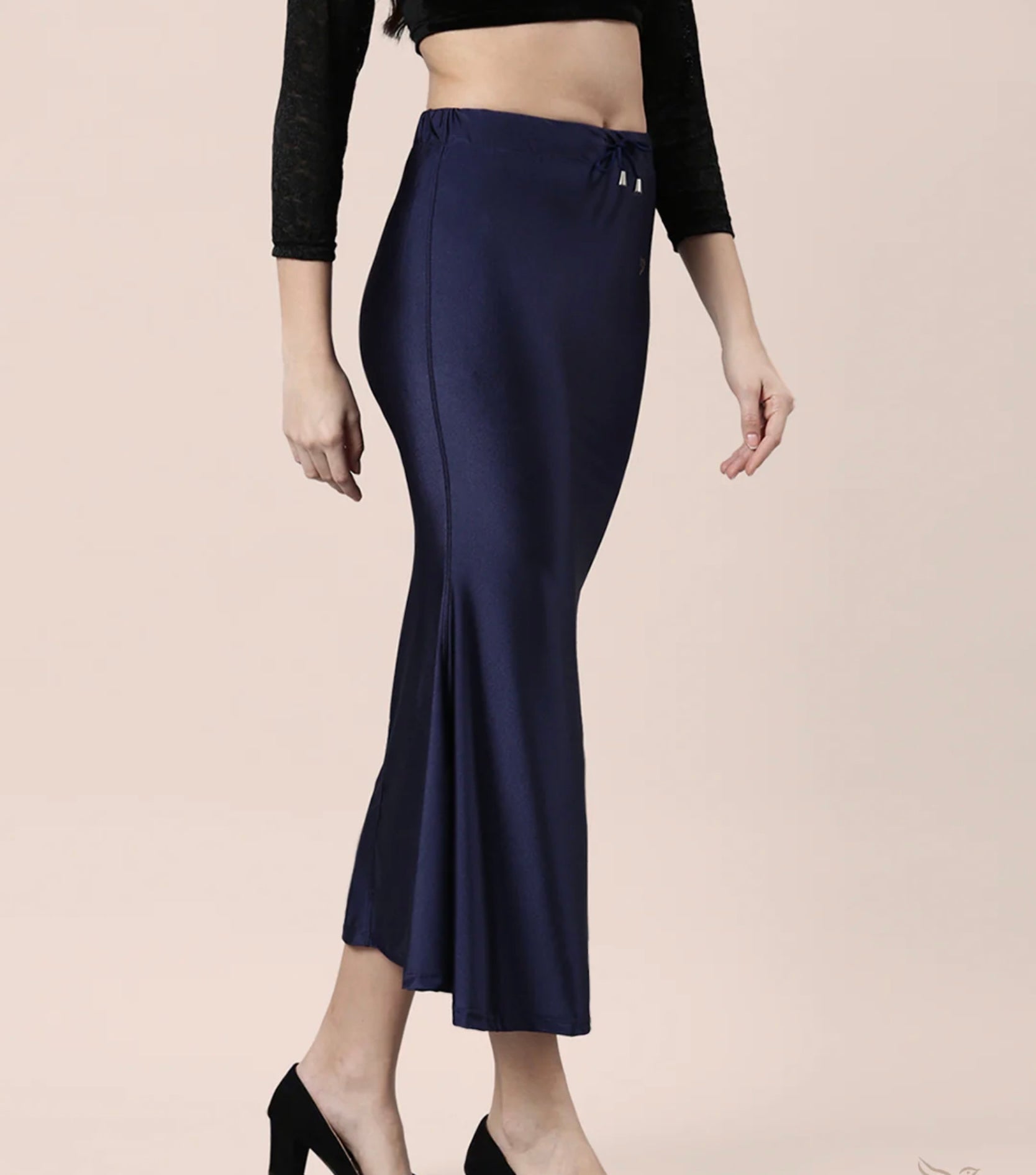 Navy gloss Shimmer/satin women saree shape wear