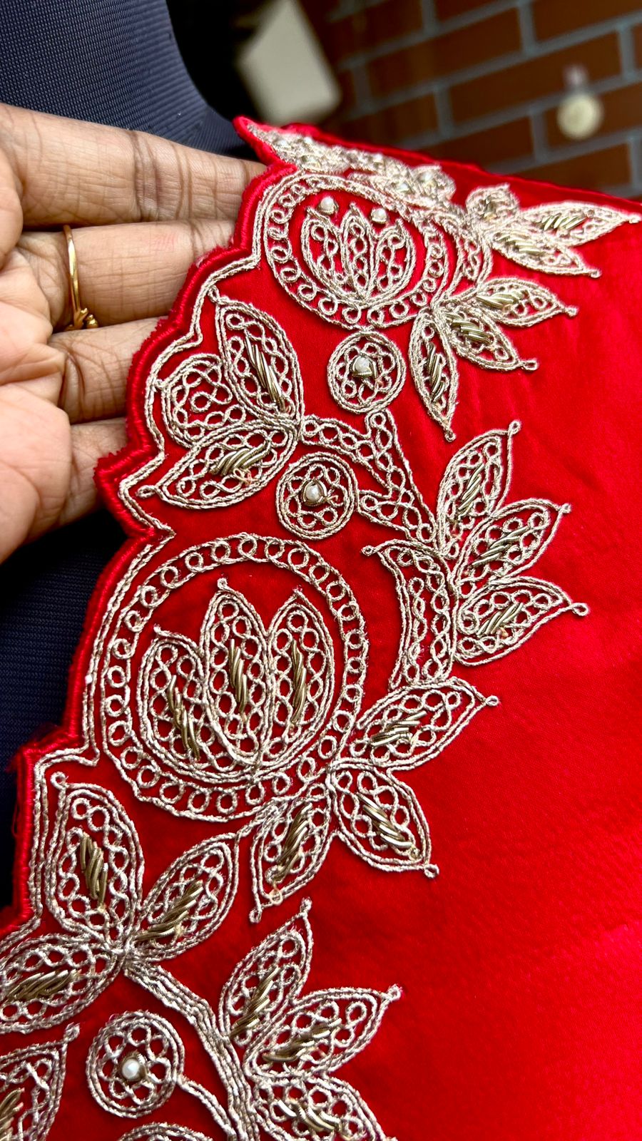 Red Gajji silk saree with heavy embroidery blouse