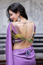 Purple Marble Saree with Handwork Blouse