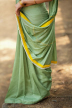 Yellow silk floral embroidery blouse (only blouse)