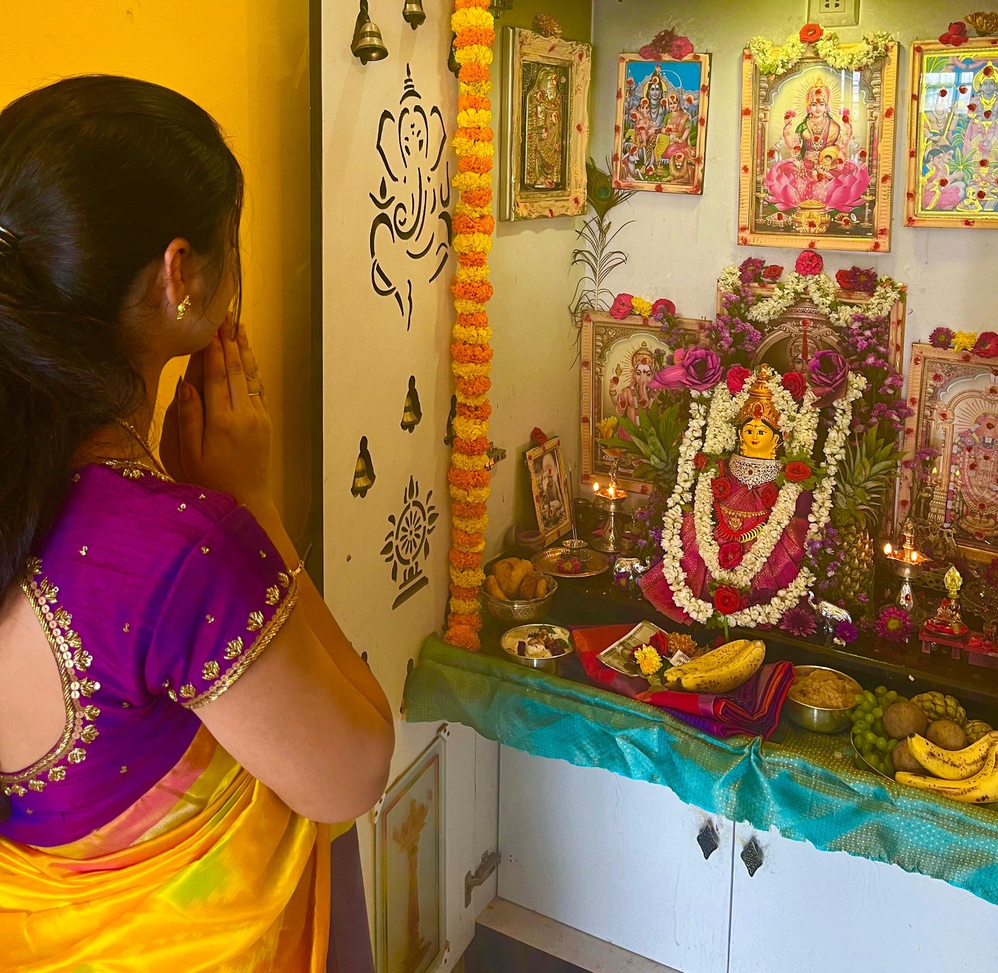 Orange silk heavy hand worked blouse
