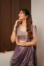 Lavender tissue handmade lehenga with blouse