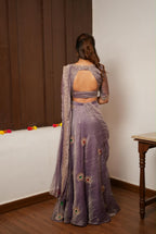 Lavender tissue handmade lehenga with blouse