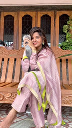Pink tissue embroidery salwar