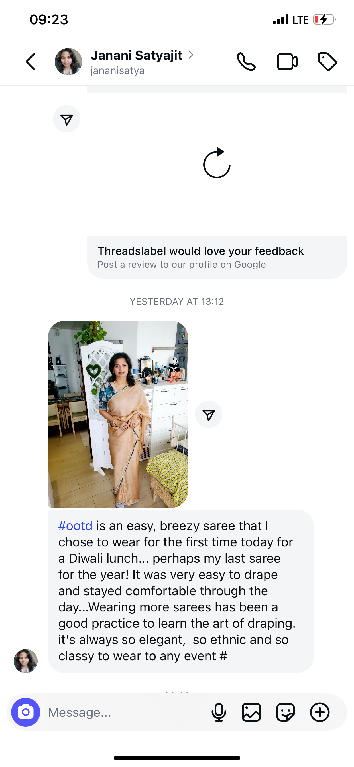 Jute copper saree with floral pearl handwork blouse