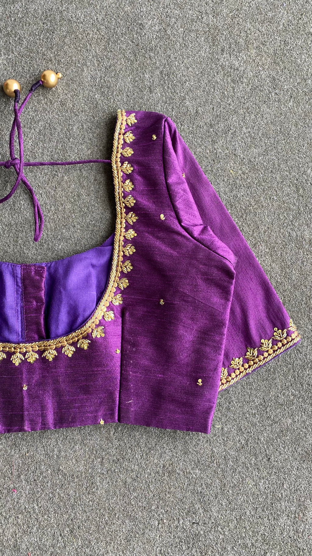 Purple silk heavy hand worked blouse