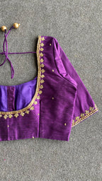 Purple silk heavy hand worked blouse