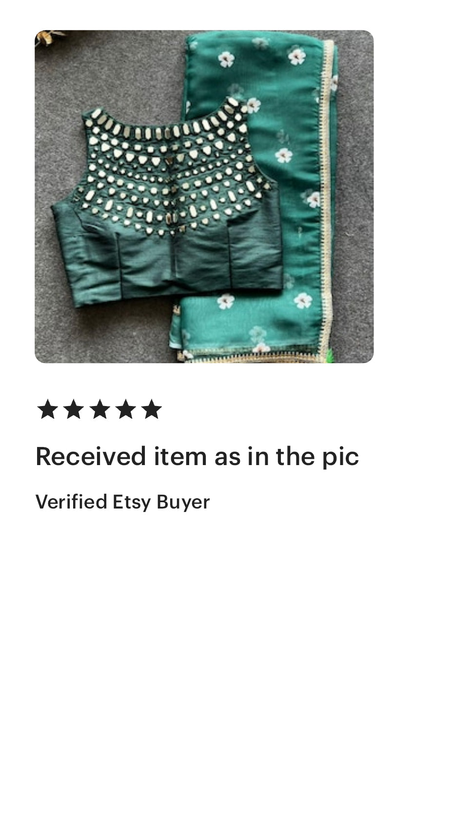 Green organza floral saree with green original mirror work blouse
