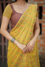 Brown cotton intricate hand work blouse (only blouse)